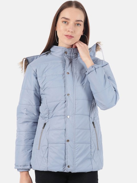 

VOXATI Women Blue Longline Parka Jacket