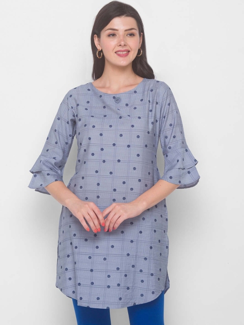 

ZOLA Women Grey Printed Flared Sleeves Tunic