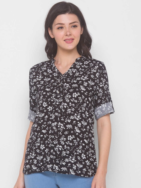 

ZOLA Women Black Printed Rayon Tunic
