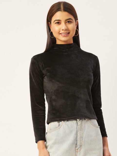 

BROOWL Black Velvet Regular Crop Top
