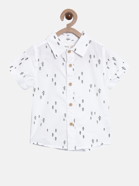 

Nuberry Boys White Printed Casual Shirt