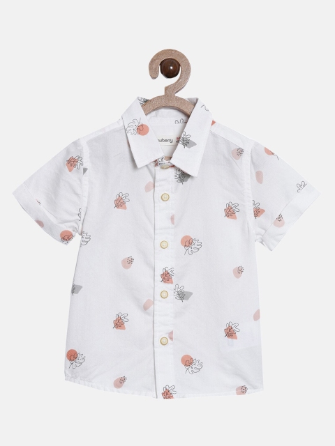 

Nuberry Boys White Printed Casual Shirt