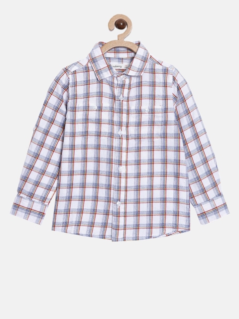 

Nuberry Boys White Checked Casual Shirt