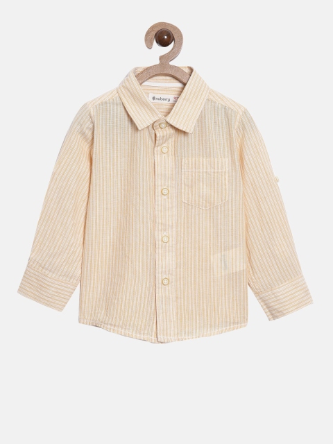

Nuberry Boys Yellow Striped Casual Shirt