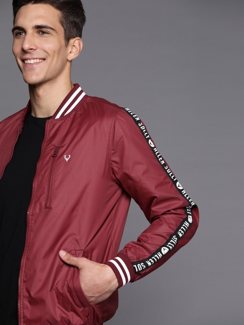 

Allen Solly Men Maroon Solid Bomber Jacket