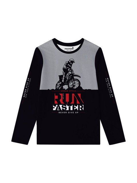 

mezmoda Boys Black & Grey Graphic Printed T-shirt