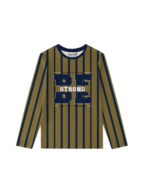 

mezmoda Boys Olive Green & Navy Blue Striped T-shirt