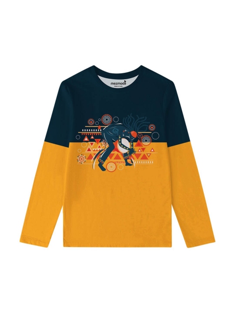 

mezmoda Boys Yellow & Green Graphic Printed T-shirt