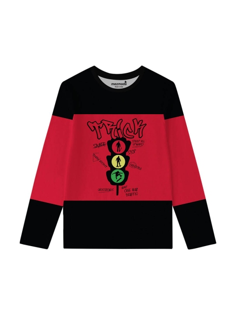 

mezmoda Boys Red & Black Printed T-shirt