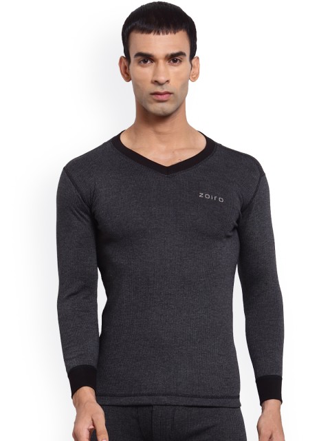 

Zoiro Men Charcoal Grey Solid Thermal Top