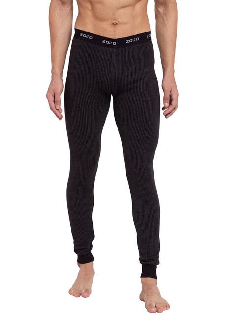 

Zoiro Men Black & White Checked Triple Insulation Warm Thermal Bottom