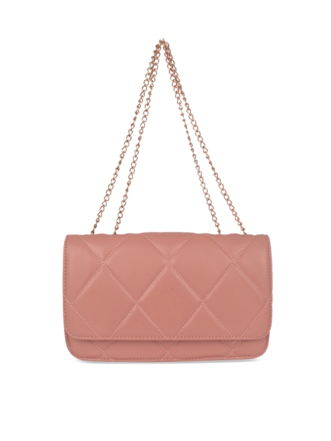 

Bagkok Pink Textured PU Structured Handheld Bag with Quilted