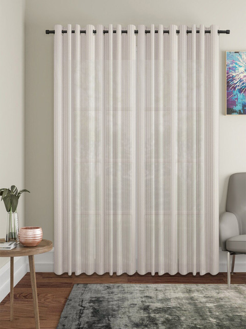 

Molly & Michel Off White Set of 4 Striped Long Door Curtains