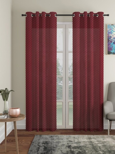 

Molly & Michel Maroon & White Set of 2 Geometric Door Curtain