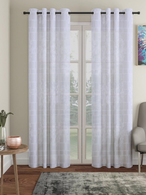 

Molly & Michel White Set of 2 Floral Door Curtain
