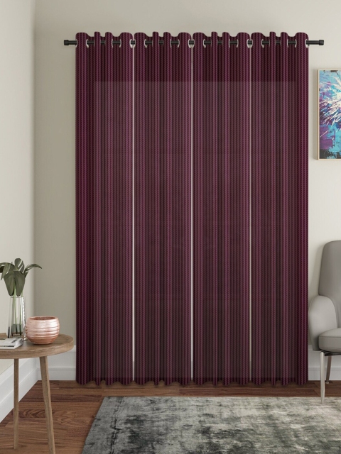 

Molly & Michel Purple Set of 4 Striped Long Door Curtain