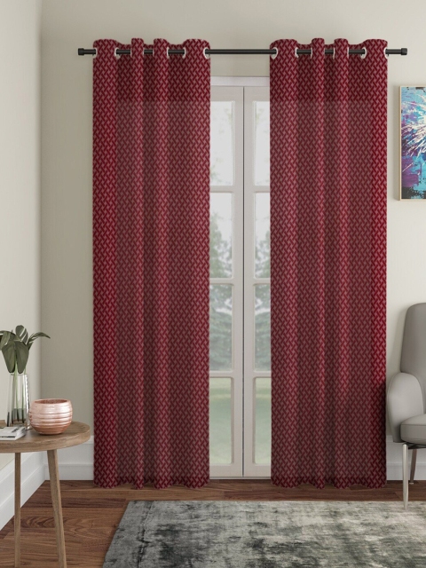 

Molly & Michel Maroon Set of 2 Geometric Long Door Curtain