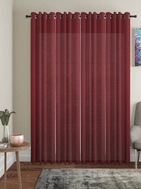 

Molly & Michel Set Of 4 Maroon Striped Long Door Curtains