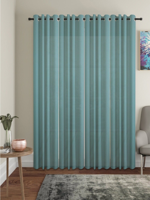 

Molly & Michel Blue Set of 4 Striped Door Curtain