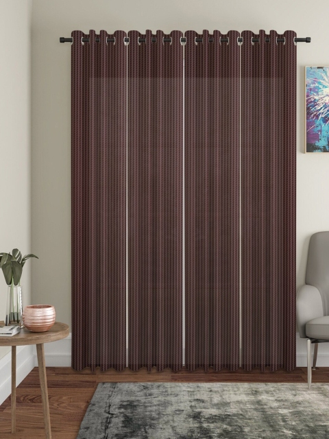 

Molly & Michel Brown Set of 4 Striped Long Door Curtain