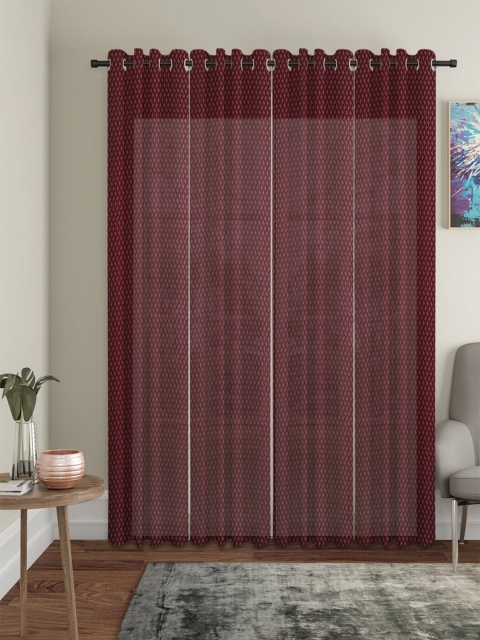 

Molly & Michel Maroon Set of 4 Geometric Door Curtain