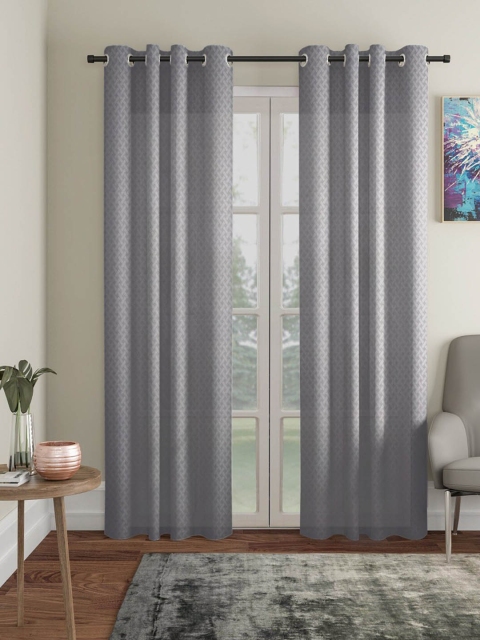 

Molly & Michel Grey Set of 2 Geometric Long Door Curtain