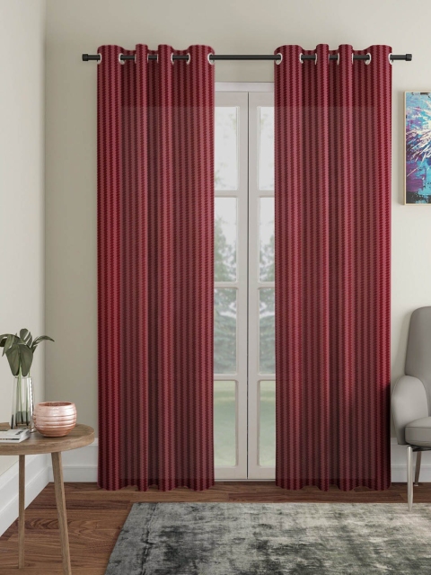 

Molly & Michel Maroon Set of 2 Striped Door Curtain