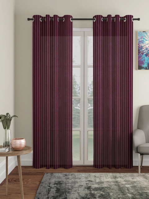 

Molly & Michel Purple Set of 2 Striped Door Curtains