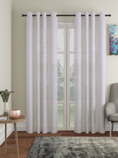 

Molly & Michel Set Of 2 White Criss Cross Long Door Curtain