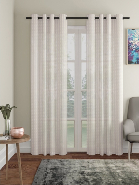 

Molly & Michel Off-White Set of 2 Striped Door Curtains