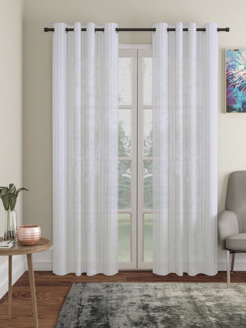

Molly & Michel White Set of 2 Striped Long Door Curtain