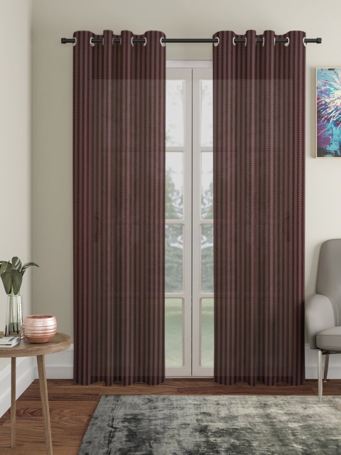 

Molly & Michel Brown & Grey Set of 2 Striped Long Door Curtain