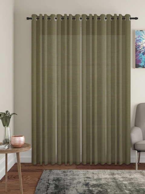 

Molly & Michel Green Set of 4 Striped Door Curtain