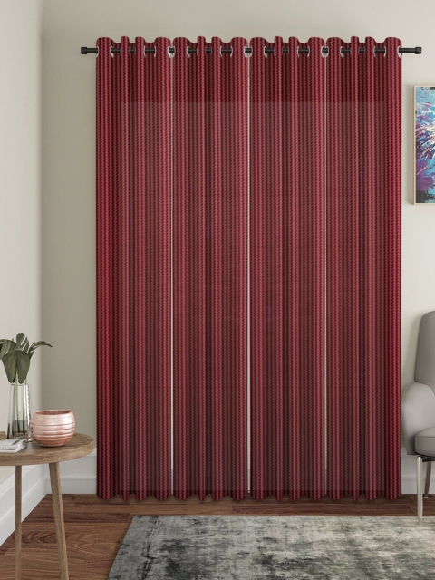 

Molly & Michel Maroon Set of 4 Striped Door Curtain