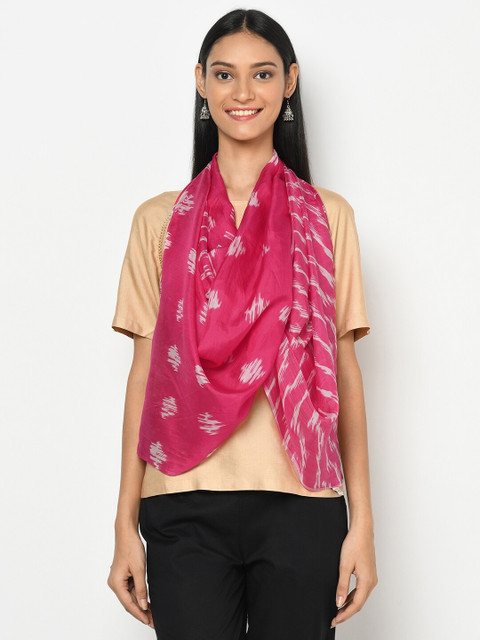 

Fabindia Women Magenta & White Printed Stole