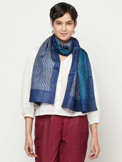 

Fabindia Women Blue & White Striped Stole