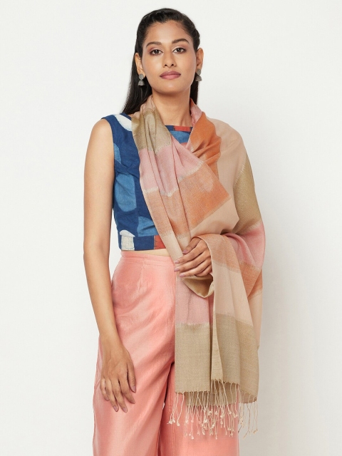 

Fabindia Women Beige & Peach-Coloured Striped Stole