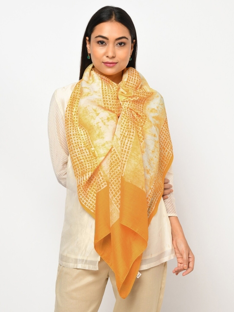 

Fabindia Women Yellow & White Batik Printed Stole