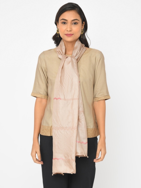 

Fabindia Women Beige & Pink Embroidered Stole
