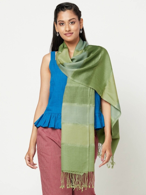 

Fabindia Women Green Woven Design Stole