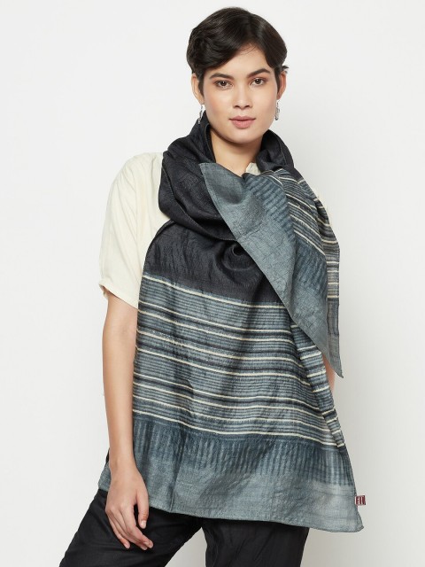 

Fabindia Women Black & Grey Striped Stole
