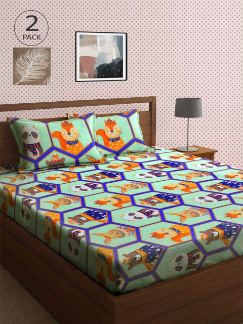 

KLOTTHE Multicoloured Printed 210 TC 2 King Bedsheet with 4 Pillow Covers, Multi
