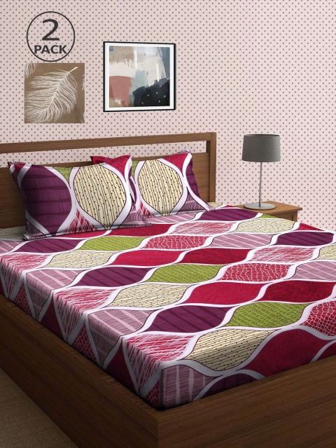

KLOTTHE Multicoloured Printed 210 TC 2 King Bedsheet with 4 Pillow Covers, Multi