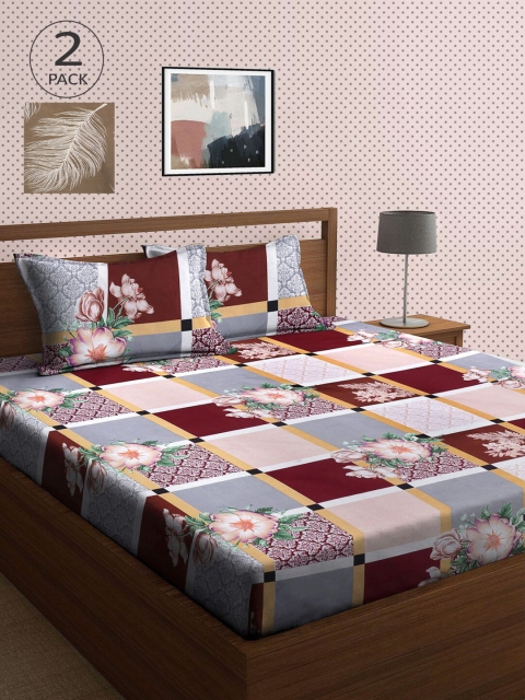 

KLOTTHE Multicoloured Printed 210 TC 2 King Bedsheet with 4 Pillow Covers, Multi