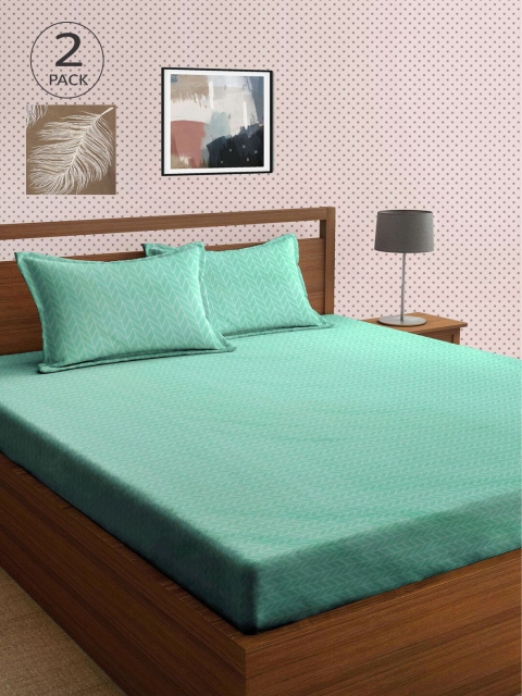 

KLOTTHE Green & Khaki 210 TC 2 King Bedsheet with 4 Pillow Covers