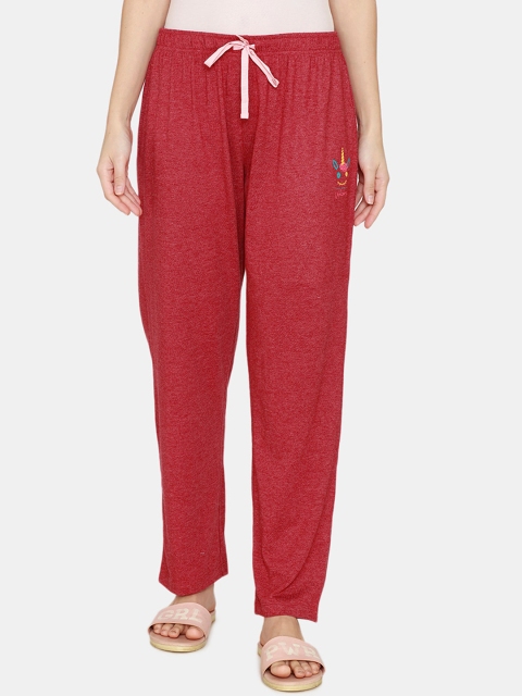

Rosaline by Zivame Women Red Solid Relaxed Fit Lounge Pants