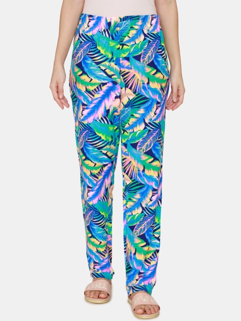 

Rosaline by Zivame Women Green & Blue Printed Cotton Pyjamas