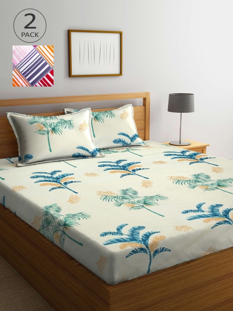 

KLOTTHE Multicoloured Printed 210 TC 2 King Bedsheet with 4 Pillow Covers, Multi