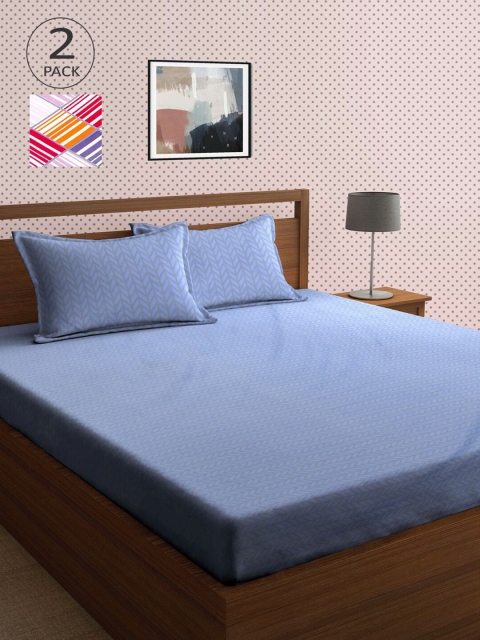 

KLOTTHE Multi 210 TC 2 King Bedsheet with 4 Pillow Covers, Blue