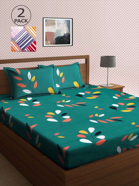 

KLOTTHE Multicoloured Printed 210 TC 2 King Bedsheet with 4 Pillow Covers, Multi